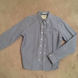 Button up gingham poplin A&F shirt